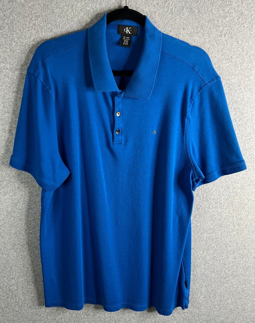 Calvin Klein CK Polo Shirt Men’s XL Blue Short Sleeve Cotton Classic Logo Casual